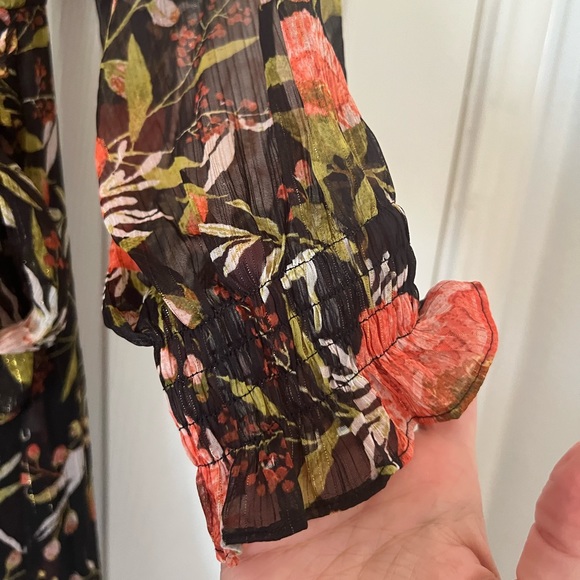 LC by Lauren Conrad Floral Maxi Wrap Dress with Metallic Details New With Tags - Picture 4 of 8